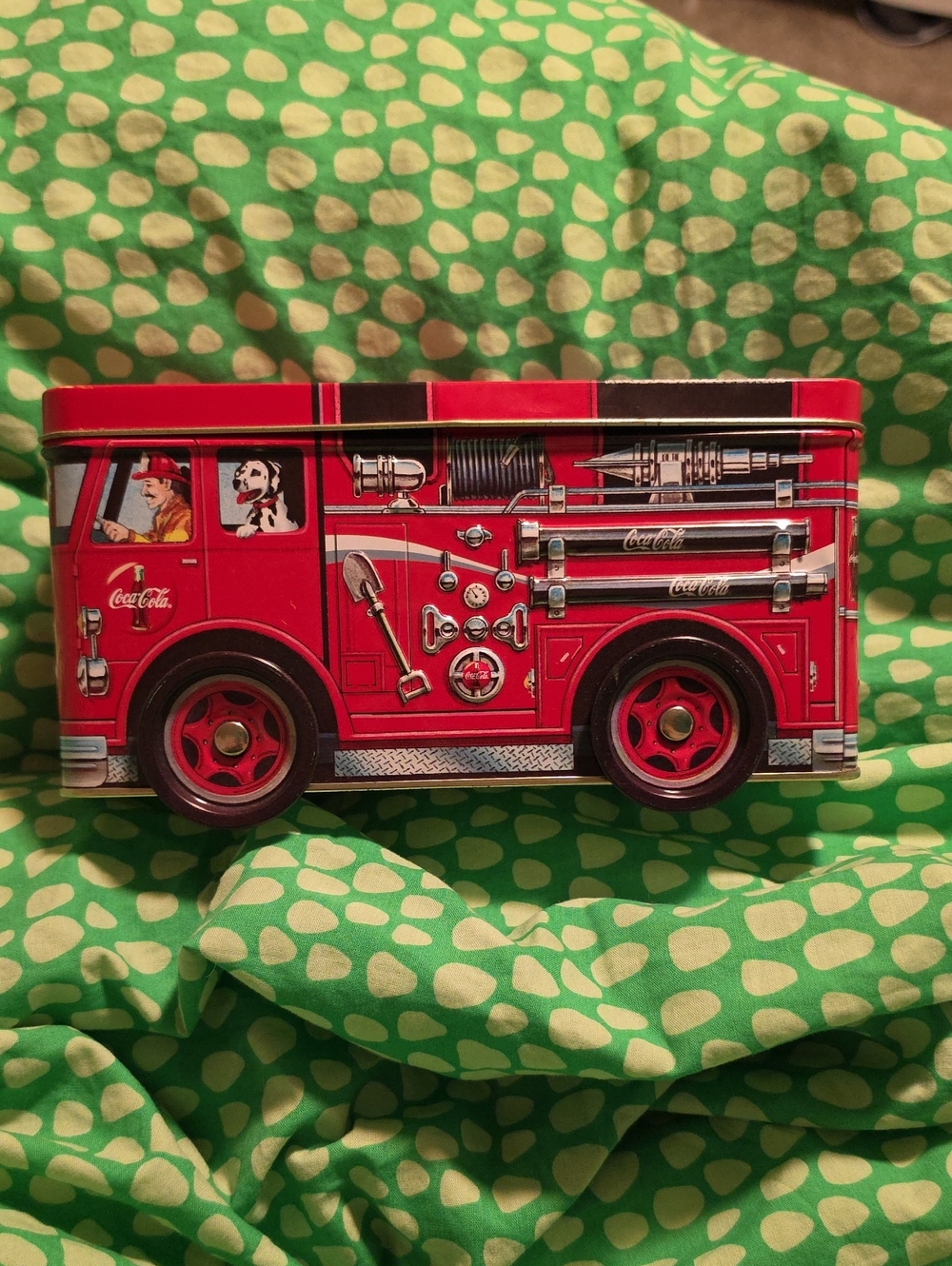 Coca Cola Red Tin Fire Engine Bank Toy